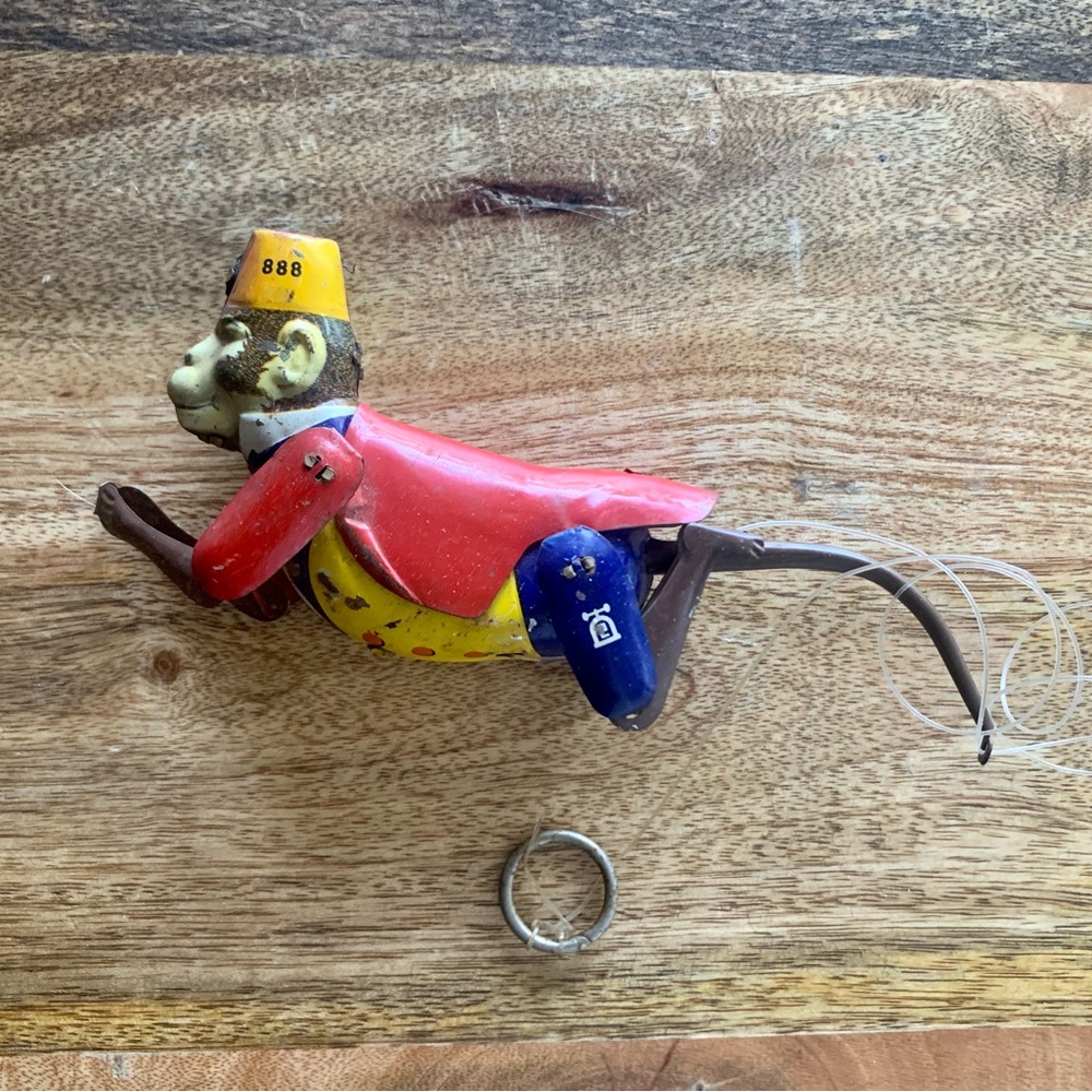 Vintage Mechanical TOM 888 Litho Climbing Monkey Tin Toy, Germany